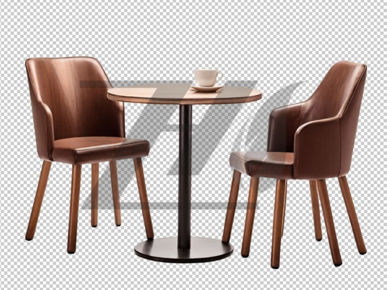 فایل لایه باز پس زمینه شفاف میز و صندلی کافه