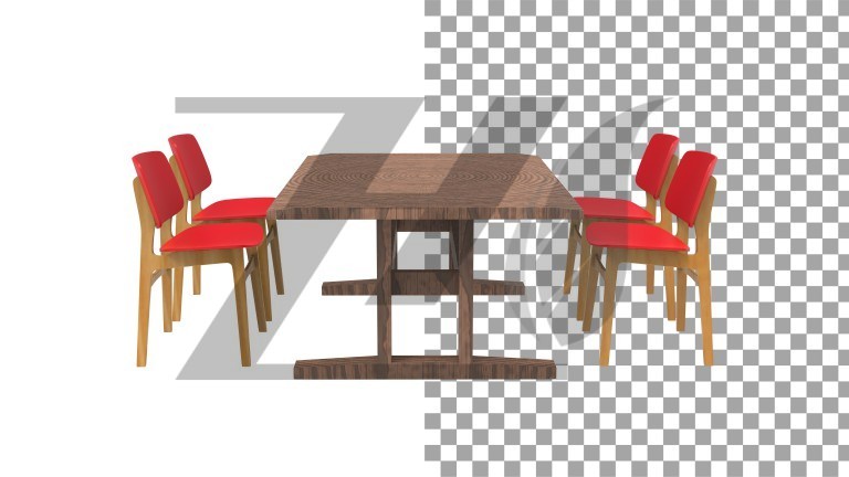 فایل لایه باز رندر سه بعدی میز و صندلی کافه