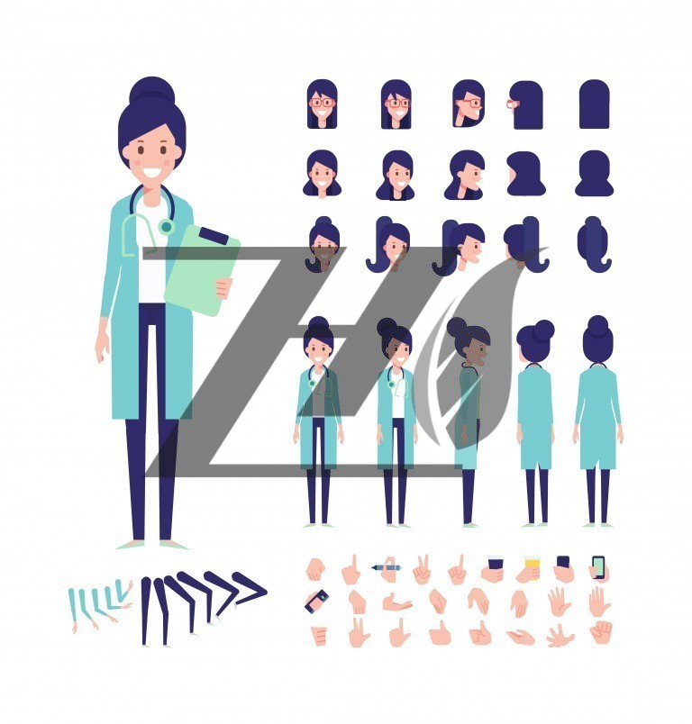 وکتور انیمیشنی کاراکتر دکتر زن