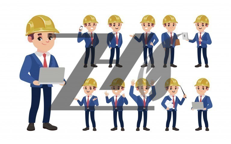 وکتور شخصیت مهندس در حالت های مختلف