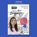 فایل لایه باز قالب بروشور آموزش زبان
