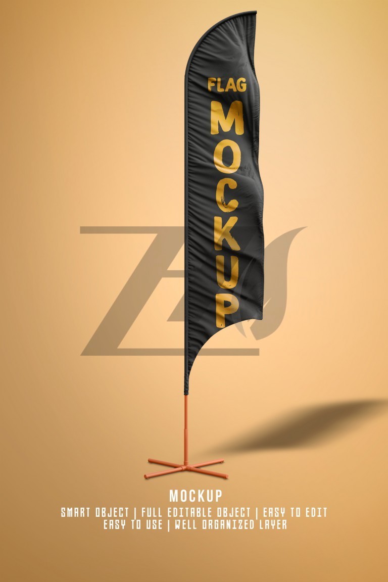 فایل لایه باز موکاپ پرچم ایستاده