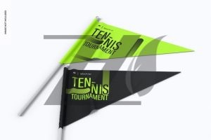 فایل لایه باز موکاپ پرچم های مثلثی