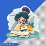 فایل لایه باز تصویر کتاب خواندن دختر