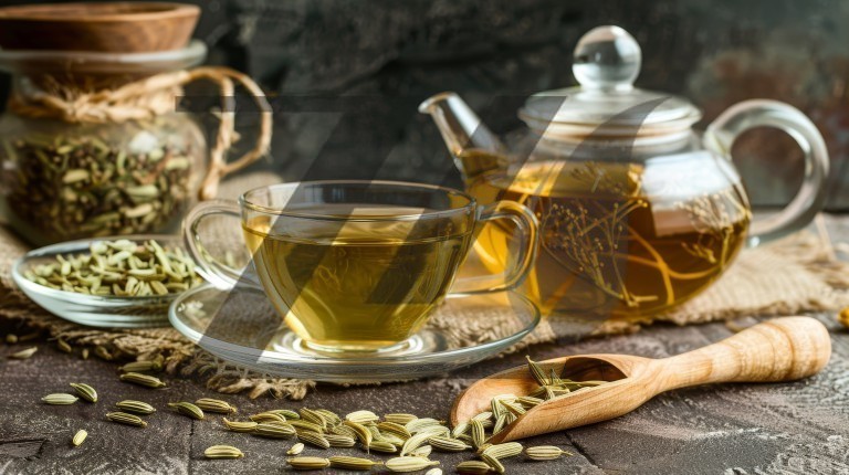 عکس قوری و فنجان دمنوش رازیانه و دم کرده گیاهی