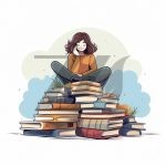 تصویر شخص با کتاب به سبک هنر دیجیتال