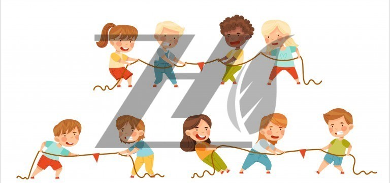 مجموعه وکتور طناب کشی بچه های کوچولو