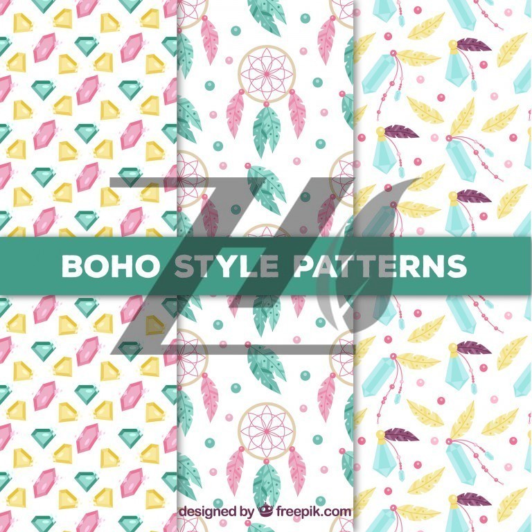 وکتور پترن با عناصر بوهو رنگی