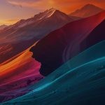 پس زمینه لپ تاپ غروب رنگارنگ در کوه