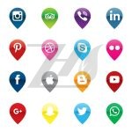 وکتور مجموعه نمادهای رسانه های اجتماعی طرح پین