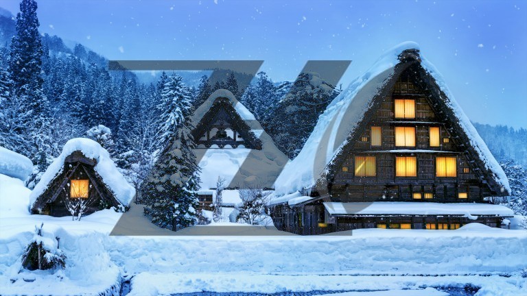 پس زمینه لپتاپ منظره زمستانی در ژاپن