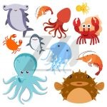 مجموعه وکتور حیوانات دریایی