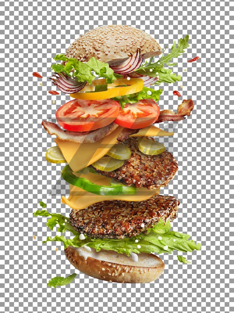 فایل لایه باز ساندویچ همبرگر با مخلفات