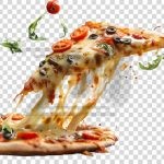 فایل لایه باز برش پیتزا با تاپینگ زیتون و گوجه فرنگی