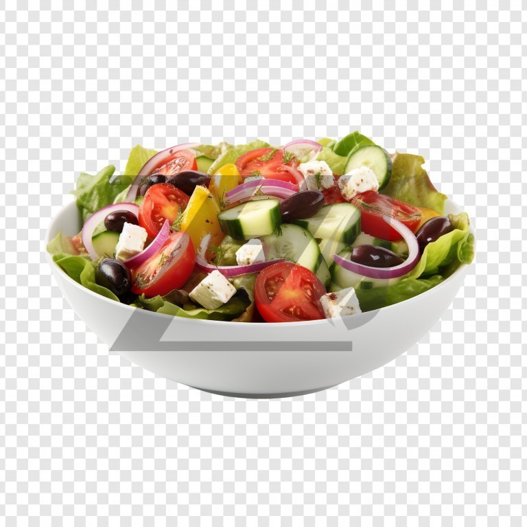 فایل لایه باز سالاد یونانی در کاسه سفید
