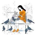 وکتور تصویر دختر نشسته روی صندلی پارک