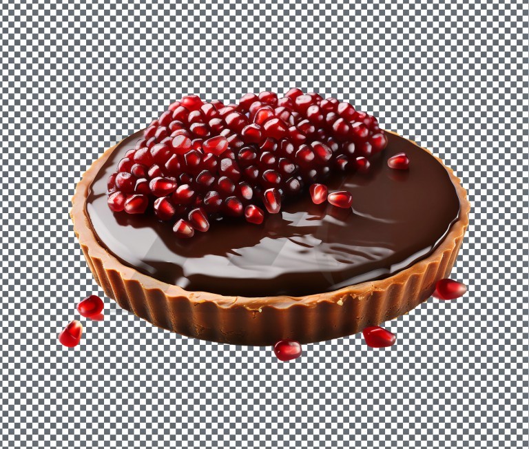 فایل لایه باز پس زمینه شفاف تارت شکلات و انار