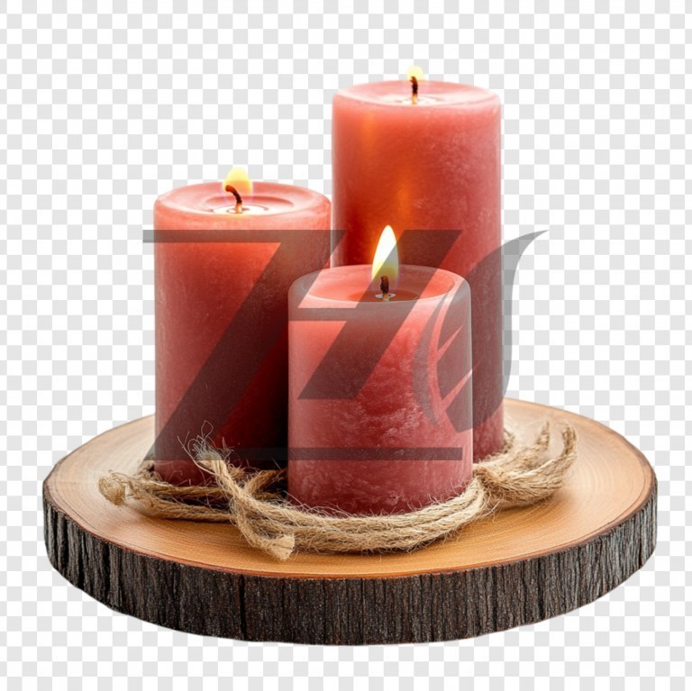 فایل لایه باز سه شمع قرمز روی چوب