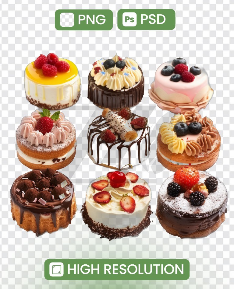 فایل لایه باز انواع کیک