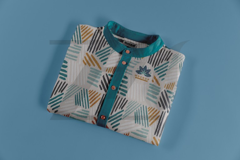 فایل لایه باز موکاپ طراحی پیراهن مردانه از نمای بالا