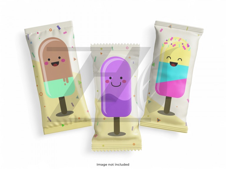 فایل لایه باز موکاپ طراحی بسته بندی پلاستیکی بستنی