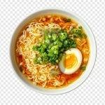 فایل لایه باز نودل خوشمزه با پیازچه و تخم مرغ