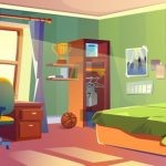 وکتور فضای داخلی اتاق خواب به سبک کارتونی