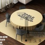 فایل لایه باز موکاپ رومیزی گرد از نمای بالا