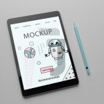 فایل لایه باز موکاپ صفحه نمایش تبلت با قلم