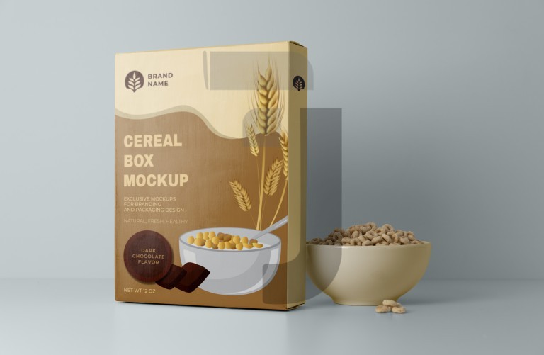 فایل لایه باز موکاپ طراحی جعبه غلات