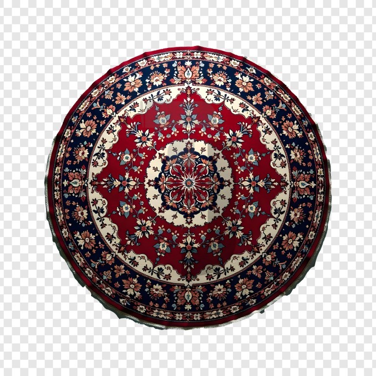 فایل لایه باز فرش گرد زمینه قرمز