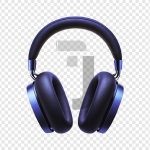 فایل لایه باز هدفون سیاه با باندهای آبی