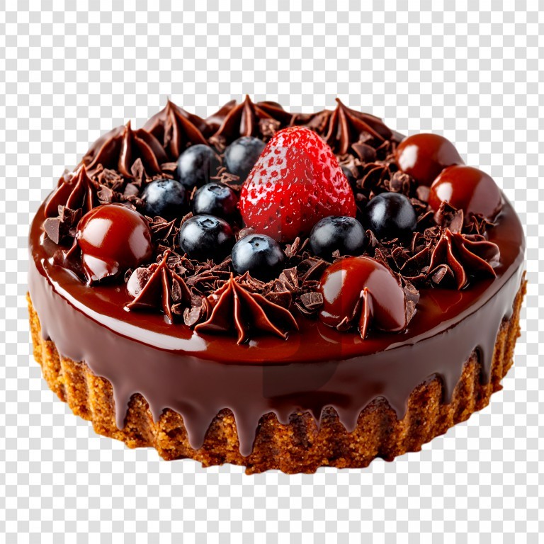 فایل لایه باز کیک شکلاتی با تزئین میوه