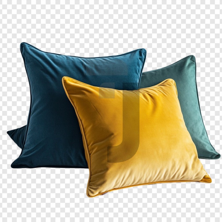 فایل لایه باز تصویر سه کوسن زرد و طوسی