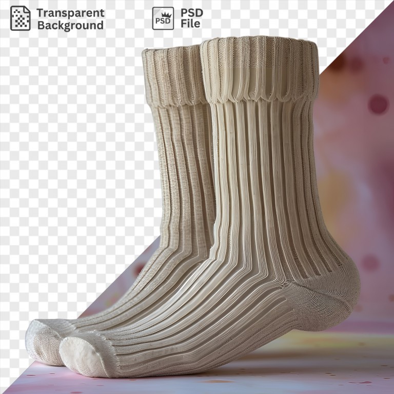 فایل لایه باز یک جفت جوراب رنگ کرم
