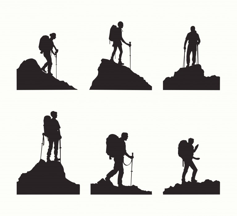 وکتور مجموعه سیلوئت های صخره نوردی