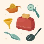 وکتور مجموعه وسایل آشپزخانه توستر