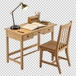 فایل لایه باز تصویر میز تحریر با صندلی چوبی