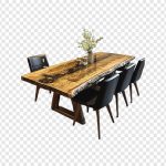 فایل لایه باز میز چوبی ناهار خوری با صندلی