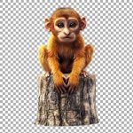 فایل لایه باز میمون نشسته بر کنده ی درخت فایل لایه باز میمون نشسته بر کنده ی درخت