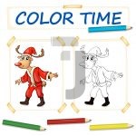 وکتور الگوی رنگ آمیزی گوزن با لباس کریسمس وکتور الگوی رنگ آمیزی گوزن با لباس کریسمس