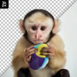 فایل لایه باز تصویر میمونی که با دست توپ نگه داشته فایل لایه باز تصویر میمونی که با دست توپ نگه داشته