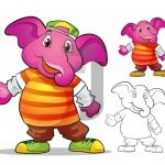 وکتور تصویر رنگ آمیزی فیل کوچولو با لباس رنگی وکتور تصویر رنگ آمیزی فیل کوچولو با لباس رنگی