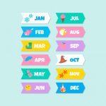 وکتور مجموعه برچسب های ماه های سال وکتور مجموعه برچسب های ماه های سال