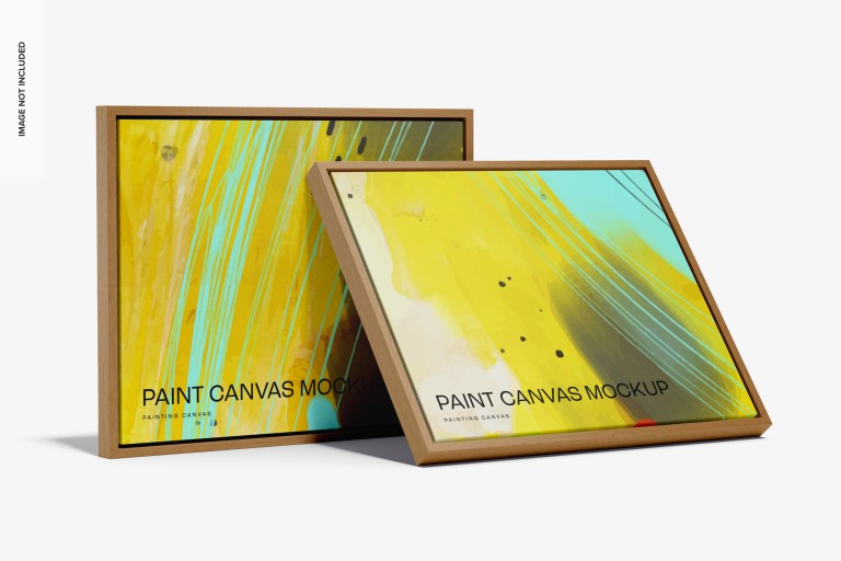 فایل لایه باز طرح موکاپ بوم نقاشی تکیه داده شده