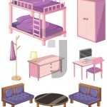 وکتور تصویر کارتونی مبلمان اتاق خواب