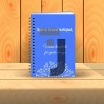 وکتور میز چوبی و دفتر سیمی آبی رنگ