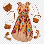 فایل لایه باز لباس زنانه همراه با کیف و کفش