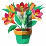 وکتور گل آلسترومریا با گلدان سبز