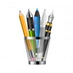 وکتور مداد و خودنویس در جاقلمی شیشه ای